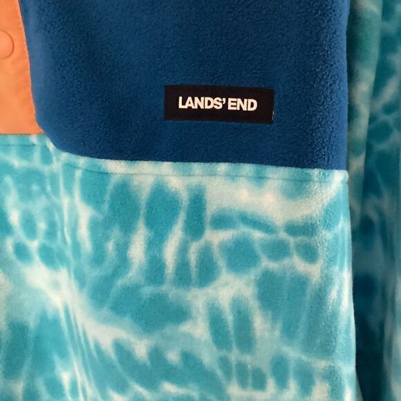 Lands End Mens Heritage Fleece 1/4 Snap Neck Pullover Sz L 42-44 Blue - Picture 3 of 10